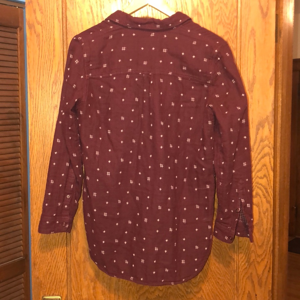 Madewell Cranberry Button Down Pattern Top Small - image 5